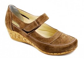Pantofi dama piele intoarsa cu platforma - Model casual maro P9154M